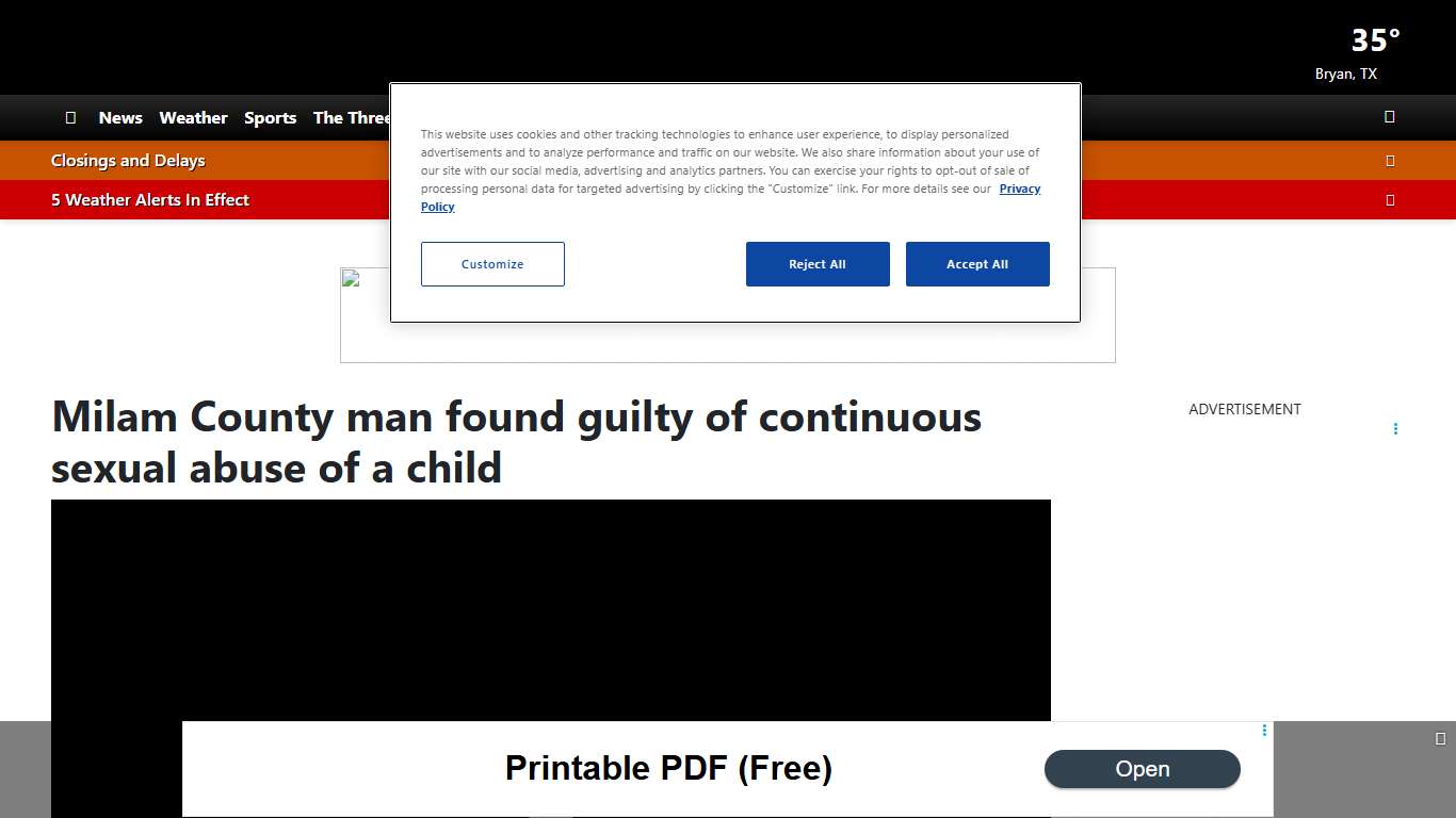 Milam County man found guilty of continuous sexual abuse of a child
