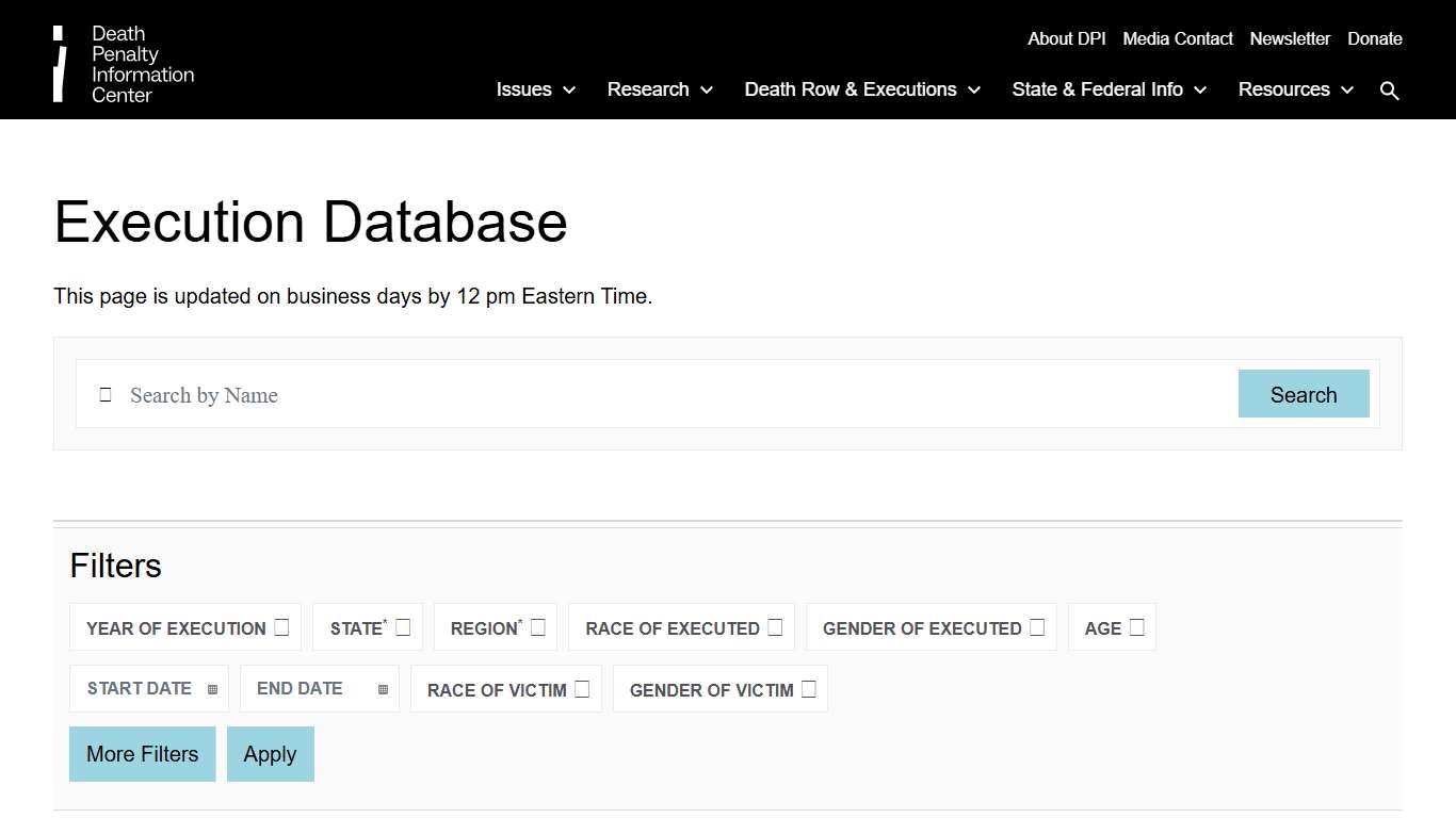 Execution Database Death Penalty Information Center